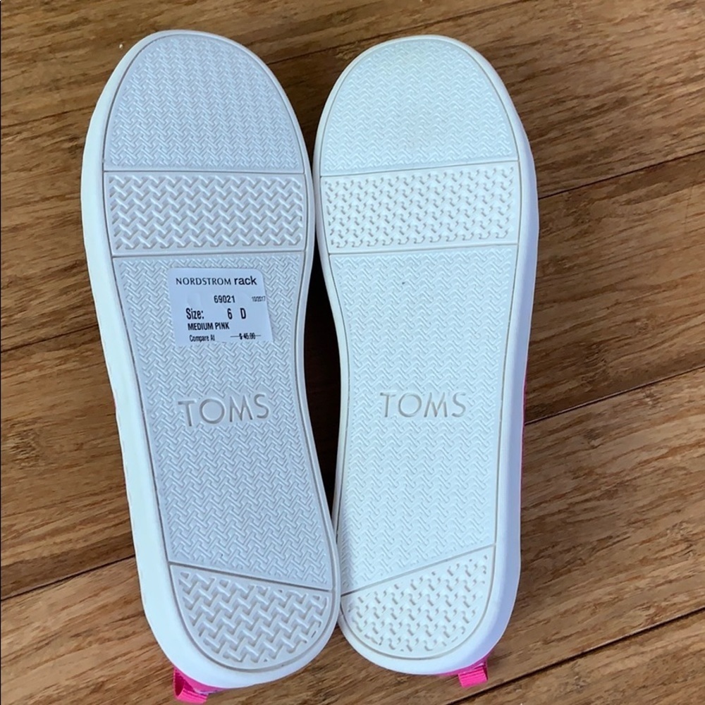 NEW TOMS  slip-on woven fabric hot pink sz 6Y - Picture 6 of 7